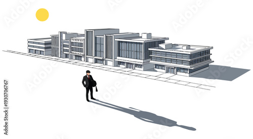Modern Corporate Office Building Exterior Illustration