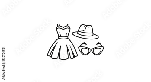Fashion Accessories Dress Hat Sunglasses.