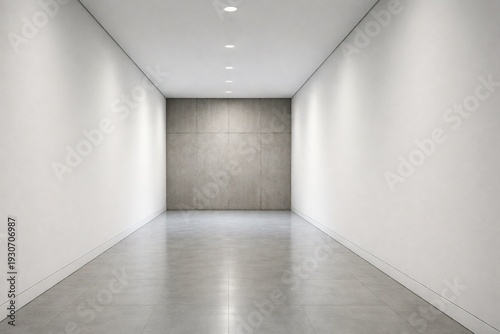 Obraz na płótnie Minimal Modern Corridor Interior with Concrete End Wall and Clean White Space