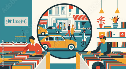 Urban Street Scene with Taxi and Modern City Buildings