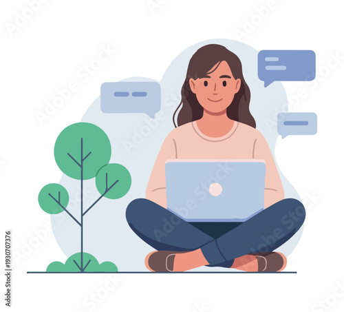 Digital Marketing and Online Conversation Illustration