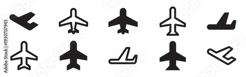 airplane mode icon set line and solid style for device setting