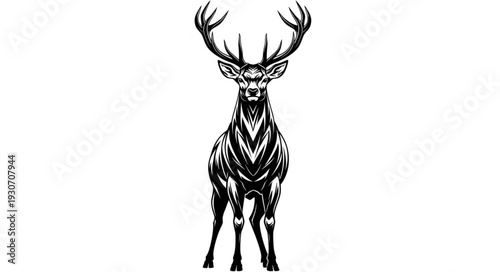Geometric Deer Illustration with Antlers.