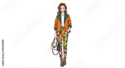 Fashionable woman with colorful outfit.