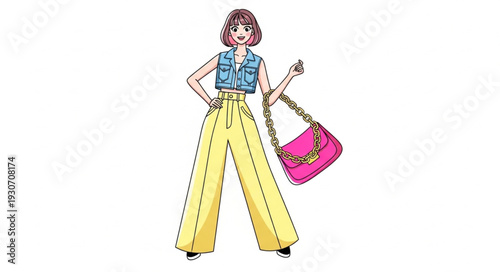 Fashionable Woman with Handbag and Sunglasses.