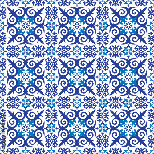 Moroccan tile mosaic. Talavera pattern. Azulejos portugal. Turkish ornament. Spanish porcelain. Ceramic tableware, folk print. Spanish pottery. Ethnic background. Mediterranean seamless  wallpaper.
