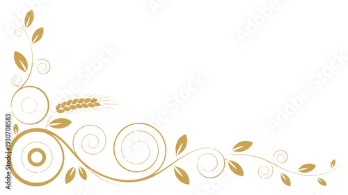 A decorative corner design element in metallic gold against a pure white background (3)_traced