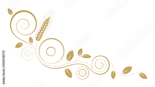 A decorative corner design element in metallic gold against a pure white background (4)_traced