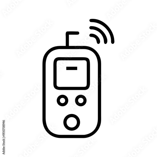 A simple line drawing of a remote control device with a signal Vector