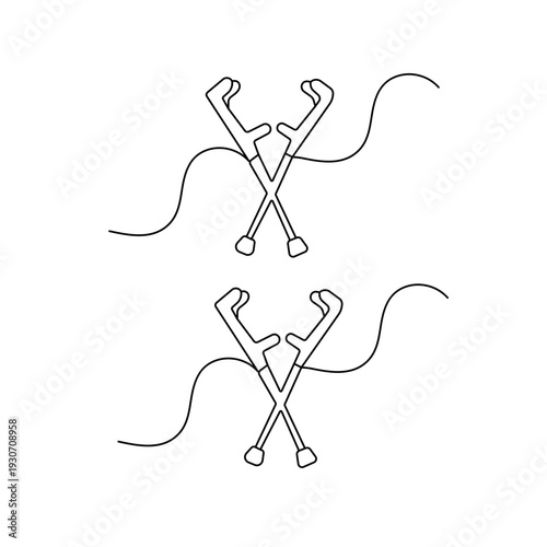 Continuous line drawing of a medical crutch for rehabilitation and recovery


