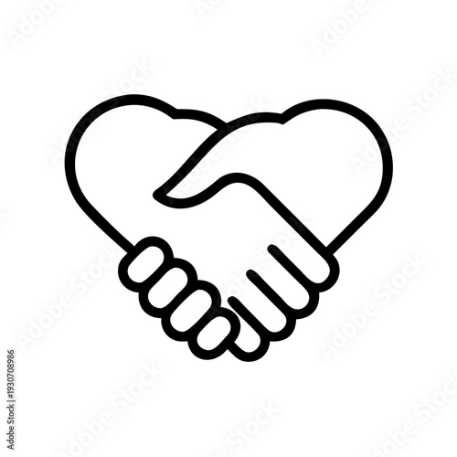 Handshake forming a heart shape symbolizing love and partnership Vector