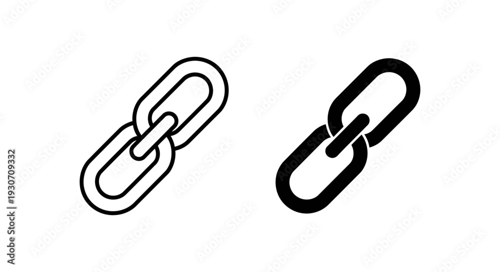 Obraz premium Link Icons: Interlocking Chain Links Representing Connection, Security, and Relationships