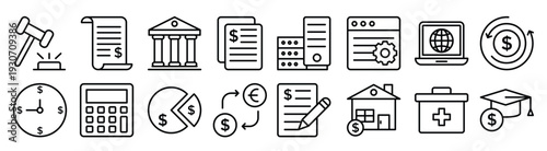 pack of financial tech icons 