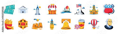 pack of festive representation flat icons