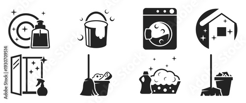 icons for theme house cleaning white background 