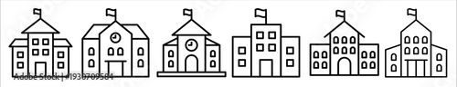  school building icon on white