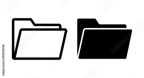 Folder icon for organizing documents, in outline and solid black style for file management