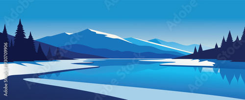  panorama of the frozen pound flat illustration