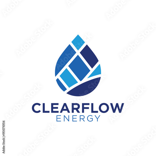 Mosaic water drop icon for sustainable hydro power logo Clearflow Energy
