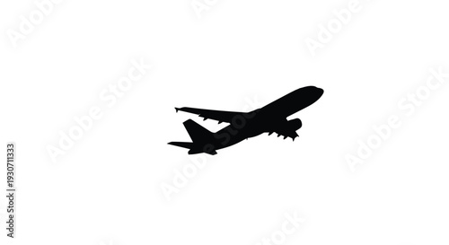Airplane silhouette flying high in clear sky symbolizing travel and freedom