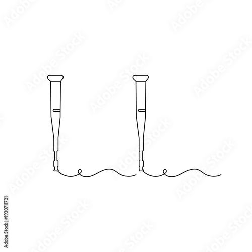 Continuous line drawing of a medical crutch for rehabilitation and recovery

