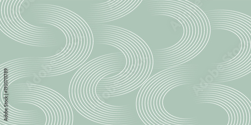 A seamless green background with a wavy, swirling pattern. The green background features a textured, flowing design with repeated curves. Vector.