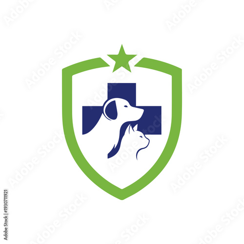 modern pet clinic logo design vector illustration. 