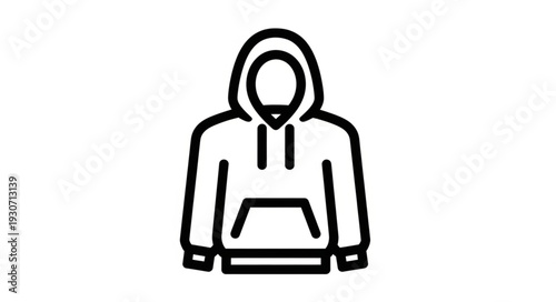 Hoodie Sweatshirt Simple Black Outline.