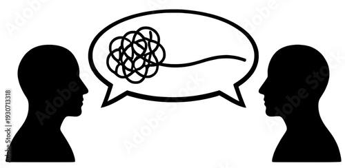 Therapy Conversation Vector Silhouette - Confusion To Clarity Counseling Session
