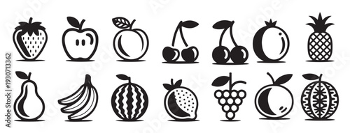 fruit icons set harvest food collection fresh health