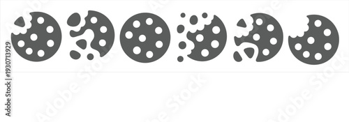 seamless pattern of gray cookie icons on a white background