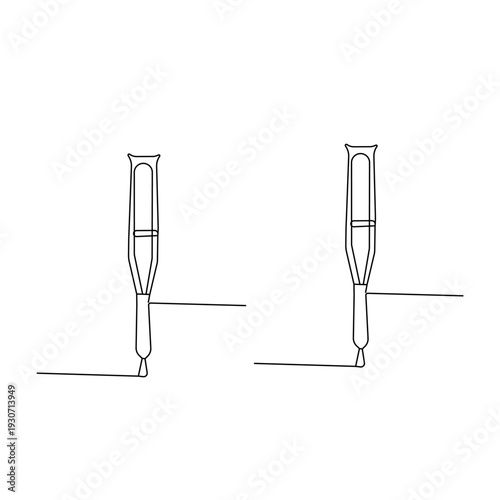 Continuous line drawing of a medical crutch for rehabilitation and recovery


