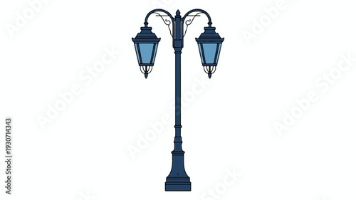 A detailed illustration of a classic Victorian-style street lamp on a white background (3)_traced