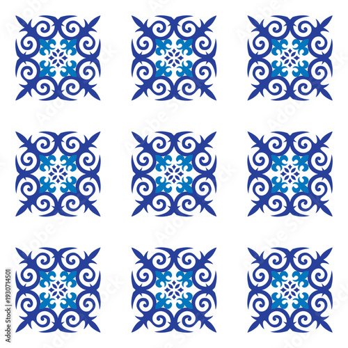 Turkish ornament. Mediterranean seamless wallpaper. Ethnic background. Moroccan tile mosaic. Spanish porcelain. Talavera pattern. Azulejos portugal. Ceramic tableware, folk print. Spanish pottery. 
