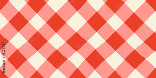 Seamless pattern with diagonal checkered plaid. Vector flat gingham vichy background 