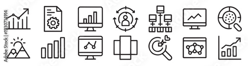 business graph and data analysis related editable stroke 