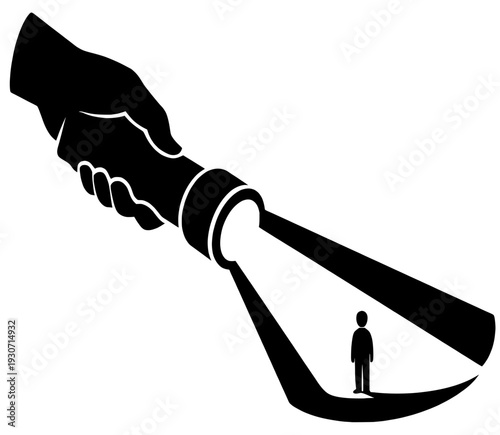 Guidance Hope Vector - Flashlight Light Dark Path Mental Health Silhouette
