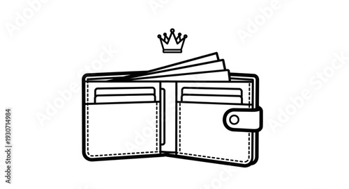 Illustration of Open Wallet with Crown.