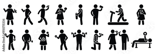 pack of healthy life and gym glyph icons