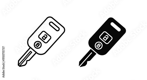 Two car keys one outlined and one filled visual contrast silhouette