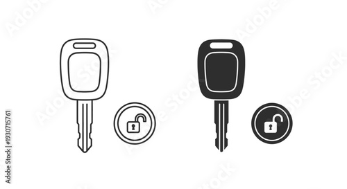 Two car keys and lock icons displayed in a flat silhouette
