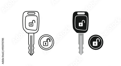 Two car key illustrations with lock symbols presented as a silhouette