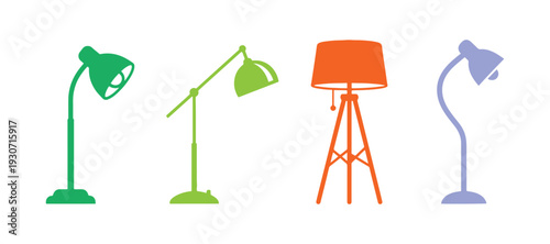 Collection of 4 standing lamp icons, great for websites, print projects, or apps on a clean white background.