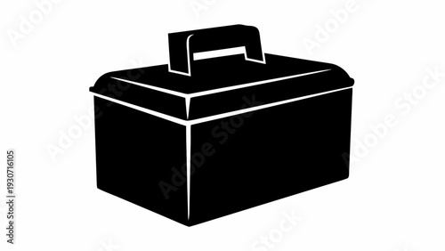 Modern black metal lunchbox with handle