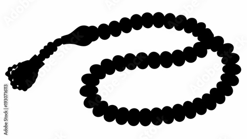 Elegant black prayer beads illustration for spiritual themes