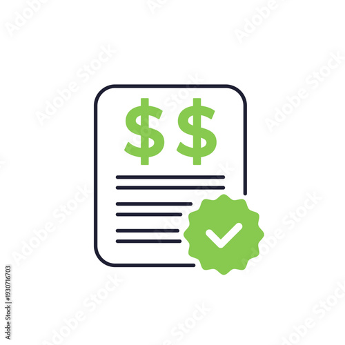 bill icon, approved invoice vector