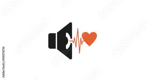 Heart Love Sound Speaker Icon.