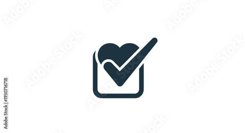 Heart Check Mark Icon Symbol.