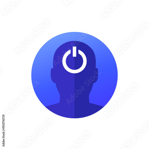 Brain switch icon with head, vector design
