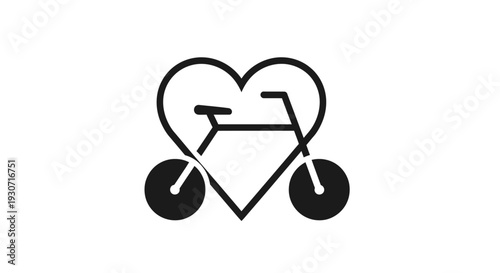 Heart shaped bicycle logo design.